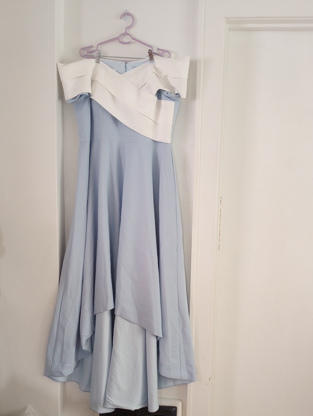 Missacc Off-shoulder Light Blue White Mother Of Bride Groom Bridesmaid Dress XXL